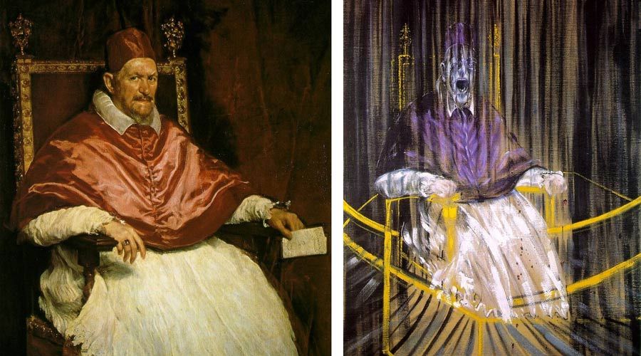 Figure 1. Left: Diego Velázquez’s “Portrait of Pope Innocent X.” Right: Francis Bacon’s “Study After Velázquez’s Portrait of Pope Innocent X.”