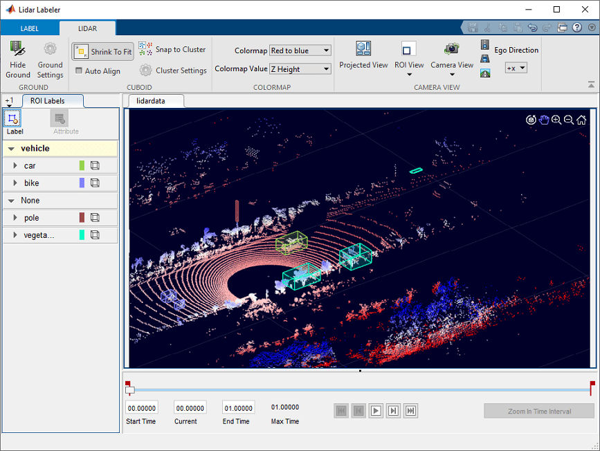 Labeling lidar point clouds, that is defining the ground truth, using the Lidar Labeler app.