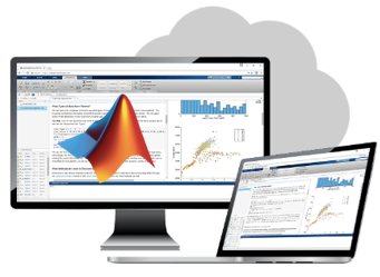 MATLAB shown running on a monitor and laptop screen.