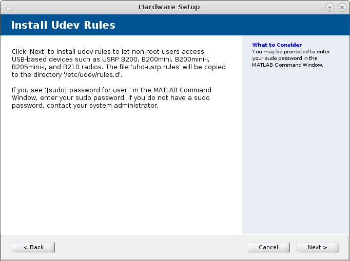 You need to install or update Udev rules for nonroot accounts.