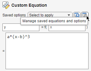 Curve Fitter custom equation manage button