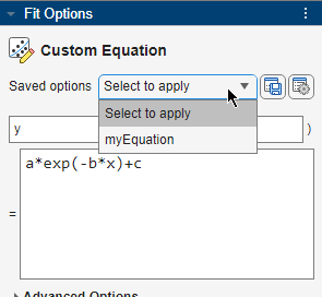 Curve Fitter select to apply button