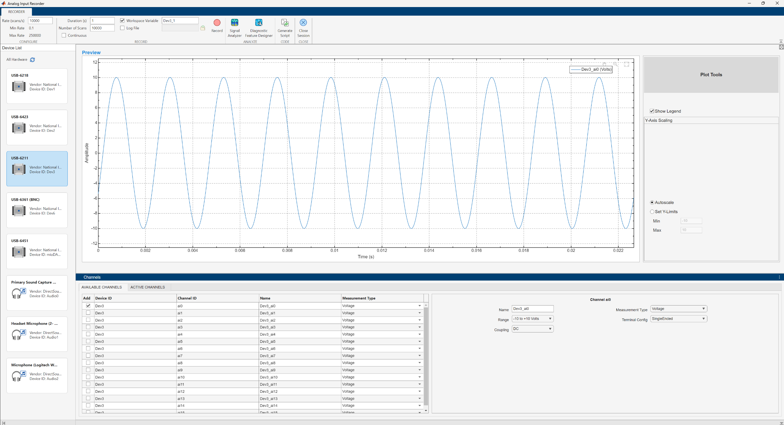 Analog Input Recorder App