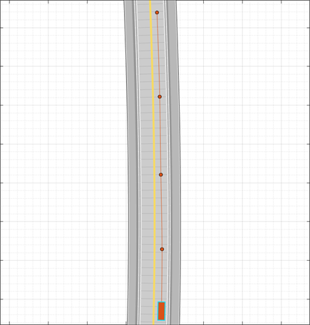 Imported road after adding actor and its trajectory