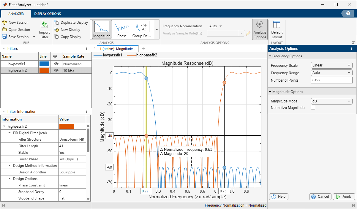 Filter Analyzer app