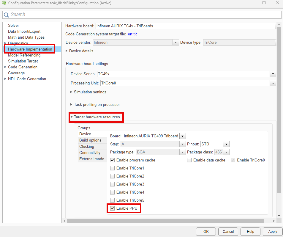 Device settings for flat model