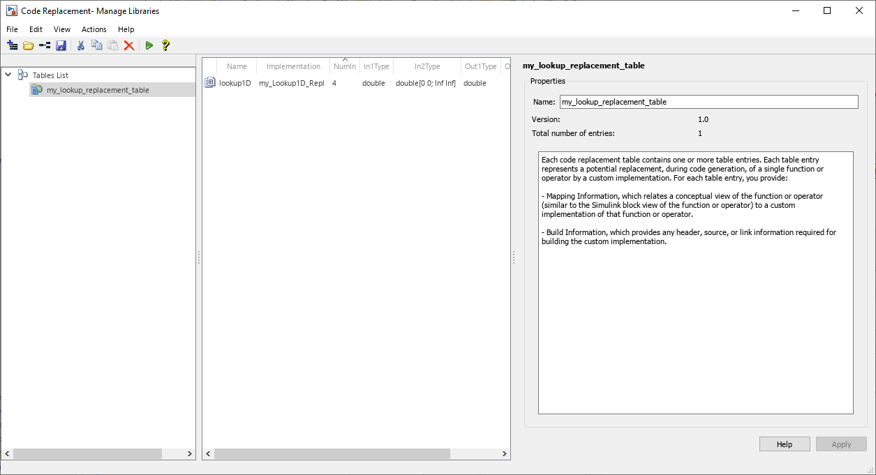 Code replacement tool showing table my_lookup_replacement_table.