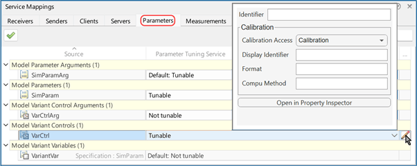 Service Mappings editor open with the Parameters tab selected and the Additional Properties dialog box open.