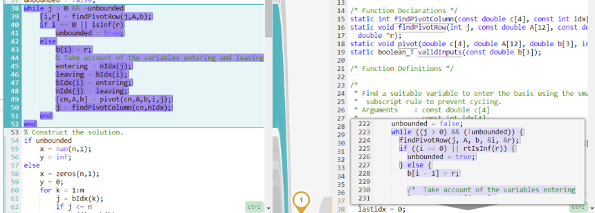 Interactively Trace Between Matlab Code And Generated C C Code Matlab Simulink Mathworks America Latina