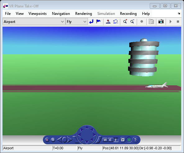 Figure VR Plane Take-Off contains objects of type hgjavacomponent, uimenu, uipanel, uitoolbar.