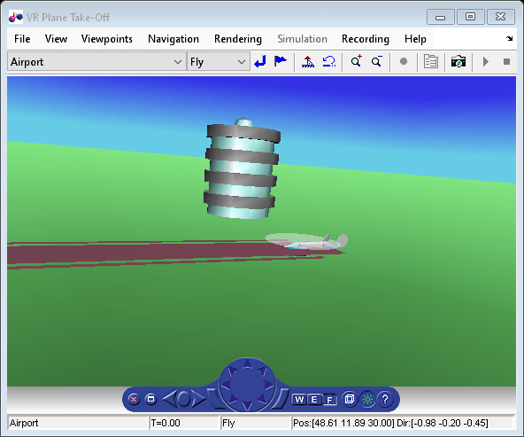 Figure VR Plane Take-Off contains objects of type hgjavacomponent, uimenu, uipanel, uitoolbar.