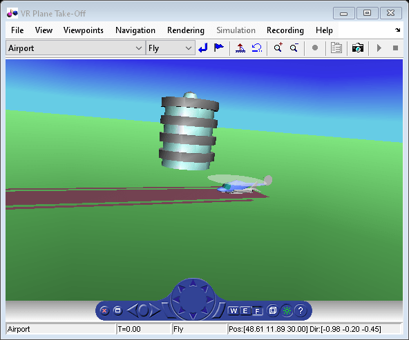 Figure VR Plane Take-Off contains objects of type hgjavacomponent, uimenu, uipanel, uitoolbar.