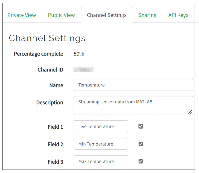 Figure shows the channel settings.