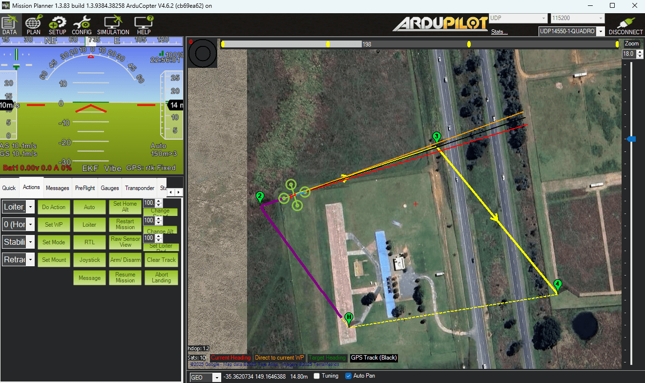 Data view showing the flight in progress.