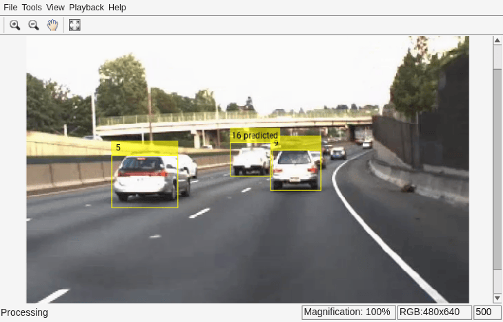 Figure Movie Player contains an axes object and other objects of type uiflowcontainer, uimenu, uitoolbar. The hidden axes object contains an object of type image.