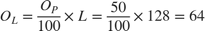 $$O_L = \frac{O_P}{100}\times L = \frac{50}{100}\times 128 = 64$$