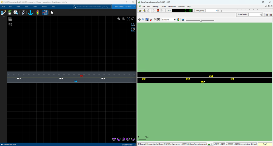 SUMO Traffic Simulation with RoadRunner Scenario