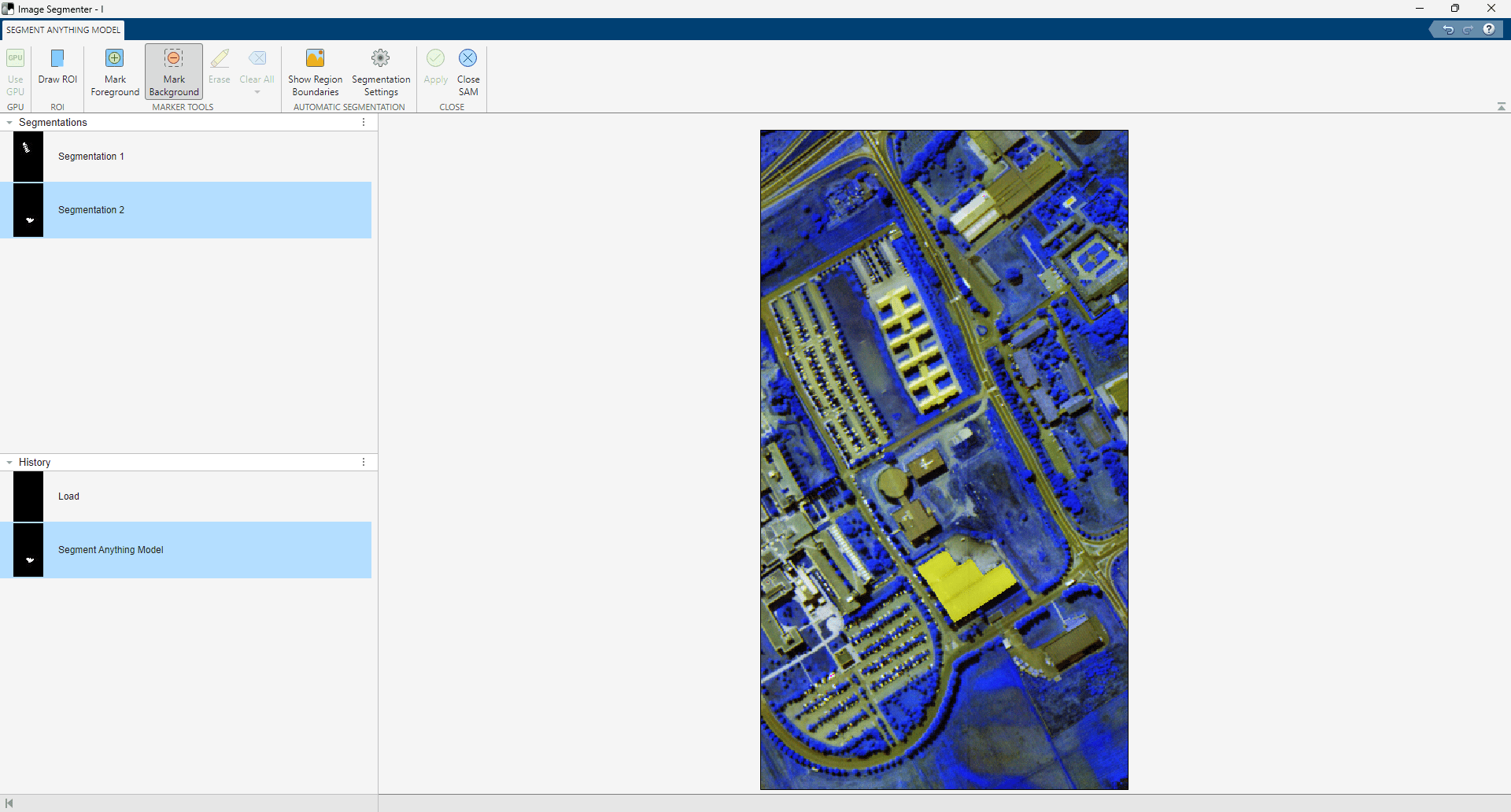 Second object segmented using SAM in Image Segmenter app.