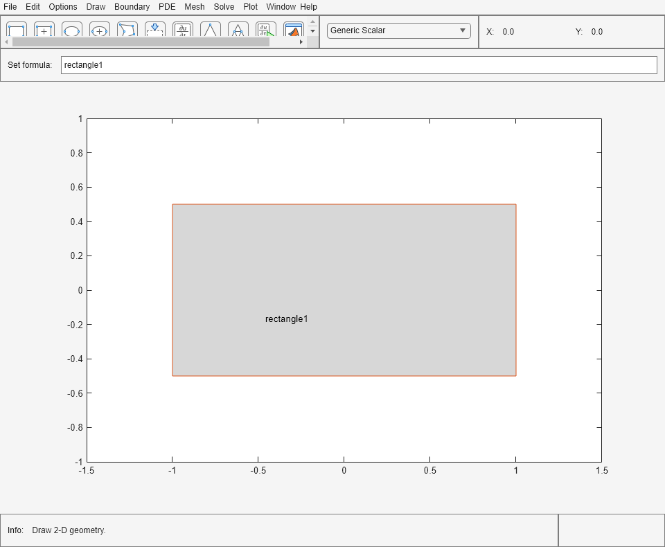 Figure PDE Modeler - [Untitled] contains objects of type uimenu, uigridlayout.