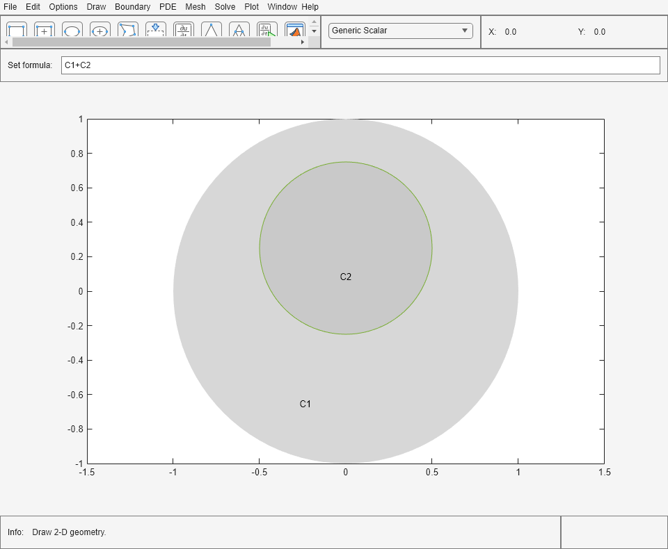 Figure PDE Modeler - [Untitled] contains objects of type uimenu, uigridlayout.