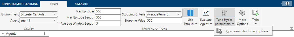 Click Tune Hyperparameters and select Hyperparameter tuning options