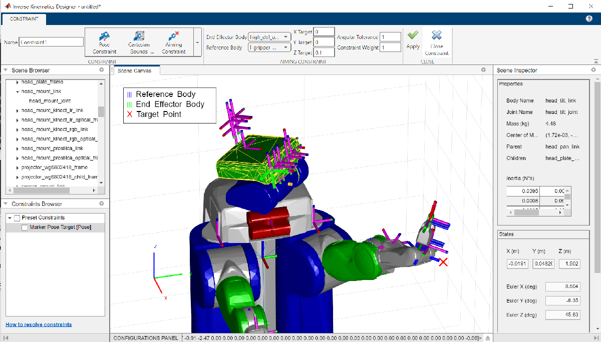 Create Constrained Inverse Kinematics Solver Using Inverse Kinematics Designer