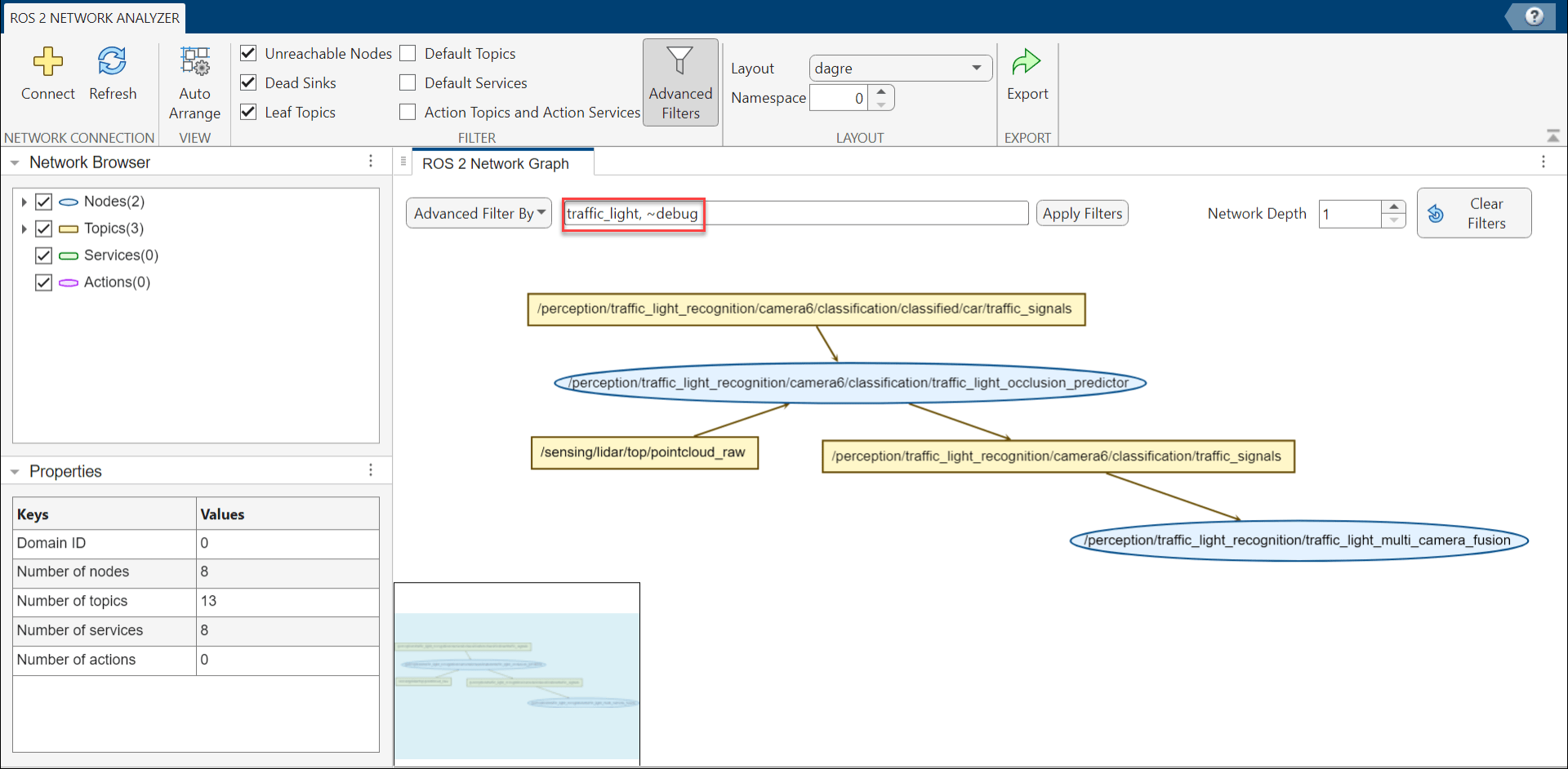 Advanced filtering using negative keyword and multiple keywords in ROS 2 Network Analyzer