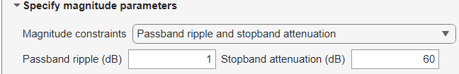 Magnitude parameters in Design Filter live task