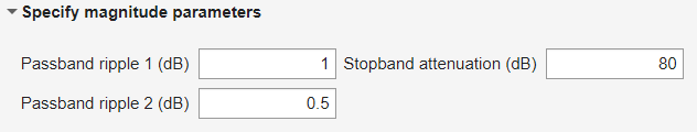 Magnitude parameters in Design Filter live task