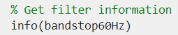 Output code in Design Filter live task: Get filter information