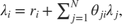 $\lambda_i = r_i + \sum_{j=1}^N \theta_{ji} \lambda_j,$