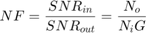 $$NF = \frac{SNR_{in}}{SNR_{out}} = \frac{N_o}{N_i G}$$