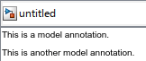 There are two annotations. The top annotation has the text "This is a model annotation". The bottom annotation has the text "This is another model annotation".