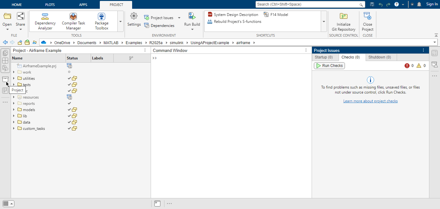 Get Started with MATLAB Projects