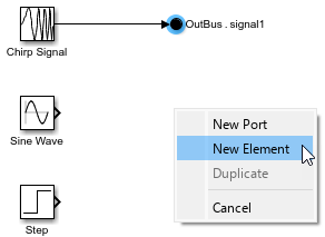 Menu with pointer on New Element