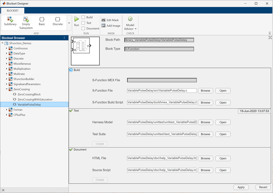 Develop and Deploy S-Function Blockset Using Blockset Designer