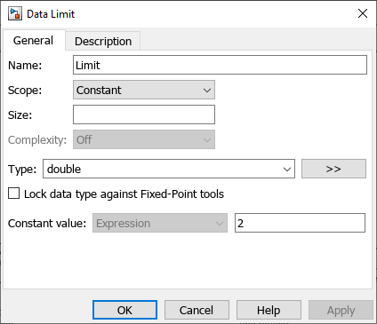 The Data Limit dialog box