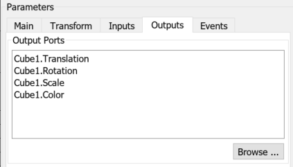 Output tab of cube1 block