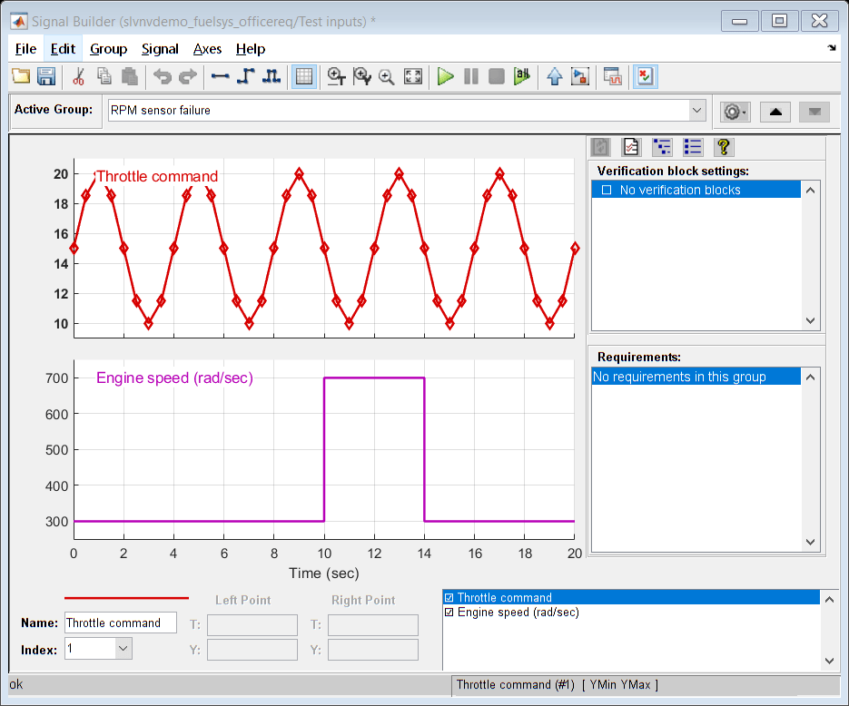 The Requirements Settings dialog shows the Apply this keyword to new links field set to design