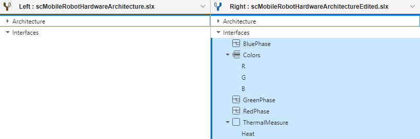 A left and right comparison report for interface changes.