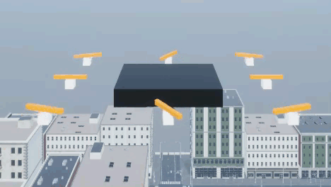 Octarotor UAV simulation in 3D environment with tilting motors and spinning rotors