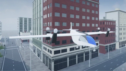 VTOL UAV taking off vertically and transitioning for forward flight