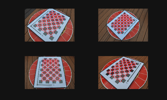 Figure contains 4 axes objects. Hidden axes object 1 contains 2 objects of type image, line. One or more of the lines displays its values using only markers Hidden axes object 2 contains 2 objects of type image, line. One or more of the lines displays its values using only markers Hidden axes object 3 contains 2 objects of type image, line. One or more of the lines displays its values using only markers Hidden axes object 4 contains 2 objects of type image, line. One or more of the lines displays its values using only markers