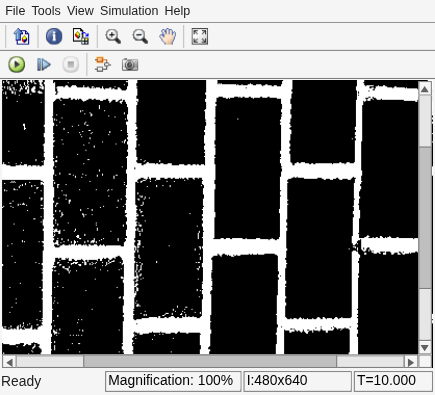 Figure Binary Image contains an axes object and other objects of type uiflowcontainer, uimenu, uitoolbar. The hidden axes object contains an object of type image.