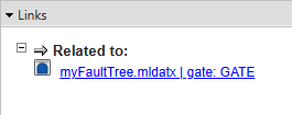 An example of the link information shown in the Properties pane. The link has the arrow pointing right, indicating that the link is outgoing.
