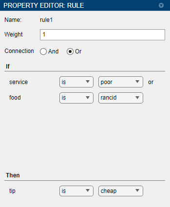 Property Editor showing the updated parameters for the first rule