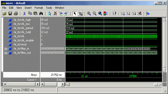 Mentor Graphics ModelSim wave window