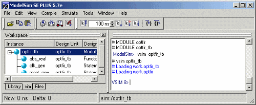 Siemens ModelSim window