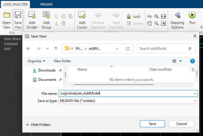 Save View window