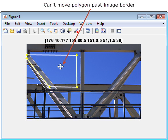 Image of crane trusses with a polygon. The polygon cannot move past the image border.